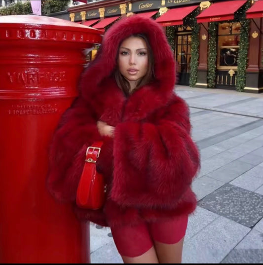 Hot Red - Fur Coat
